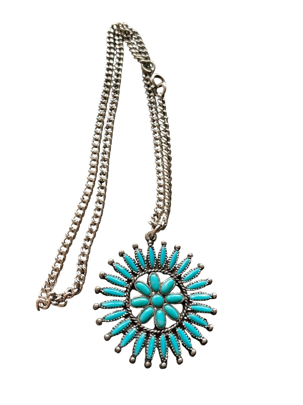 Faux Turquoise Necklace Signed